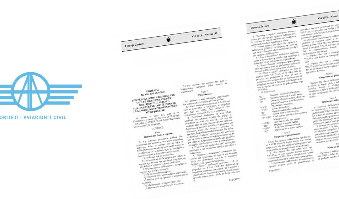 Helikopterët, miratohet Udhëzimi me rregullat dhe procedurat për ngritjen dhe uljen jashtë zonave të aerodromeve të R.SH